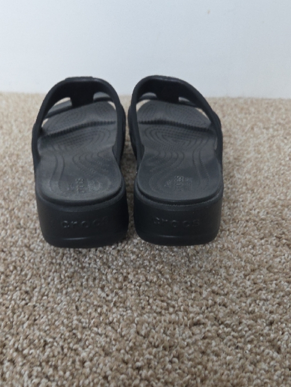CROCS Black Slide Sandals with Silver Accent - Women - Picture 3 of 4